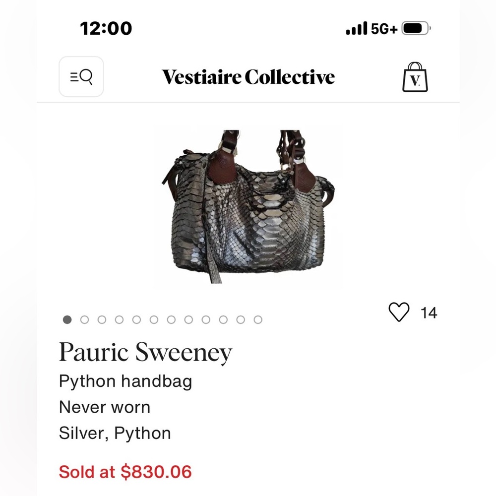 Python Silver Snakeskin Shoulder Bag - image 1